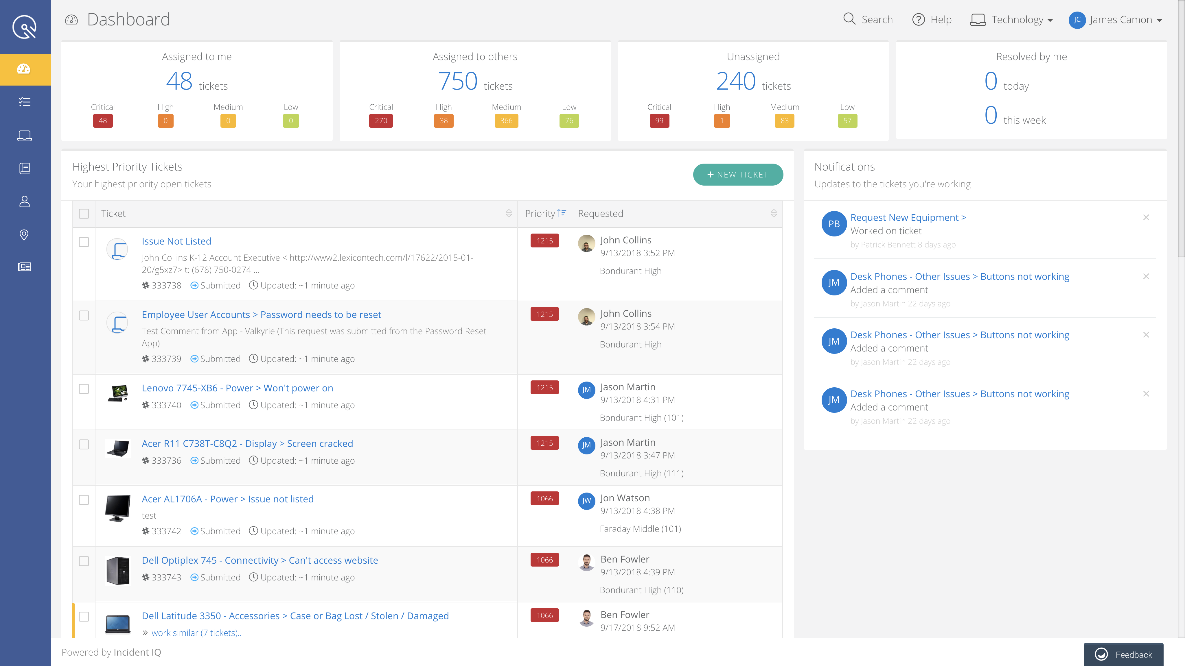 screenshot of Incident IQ